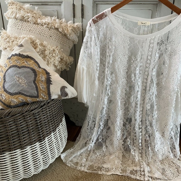 Last One! 1X Crochet Lace Flowy Tunic Top Blouse - Picture 5 of 8